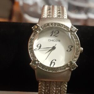 Chico's Silver Watch with Crystal Details